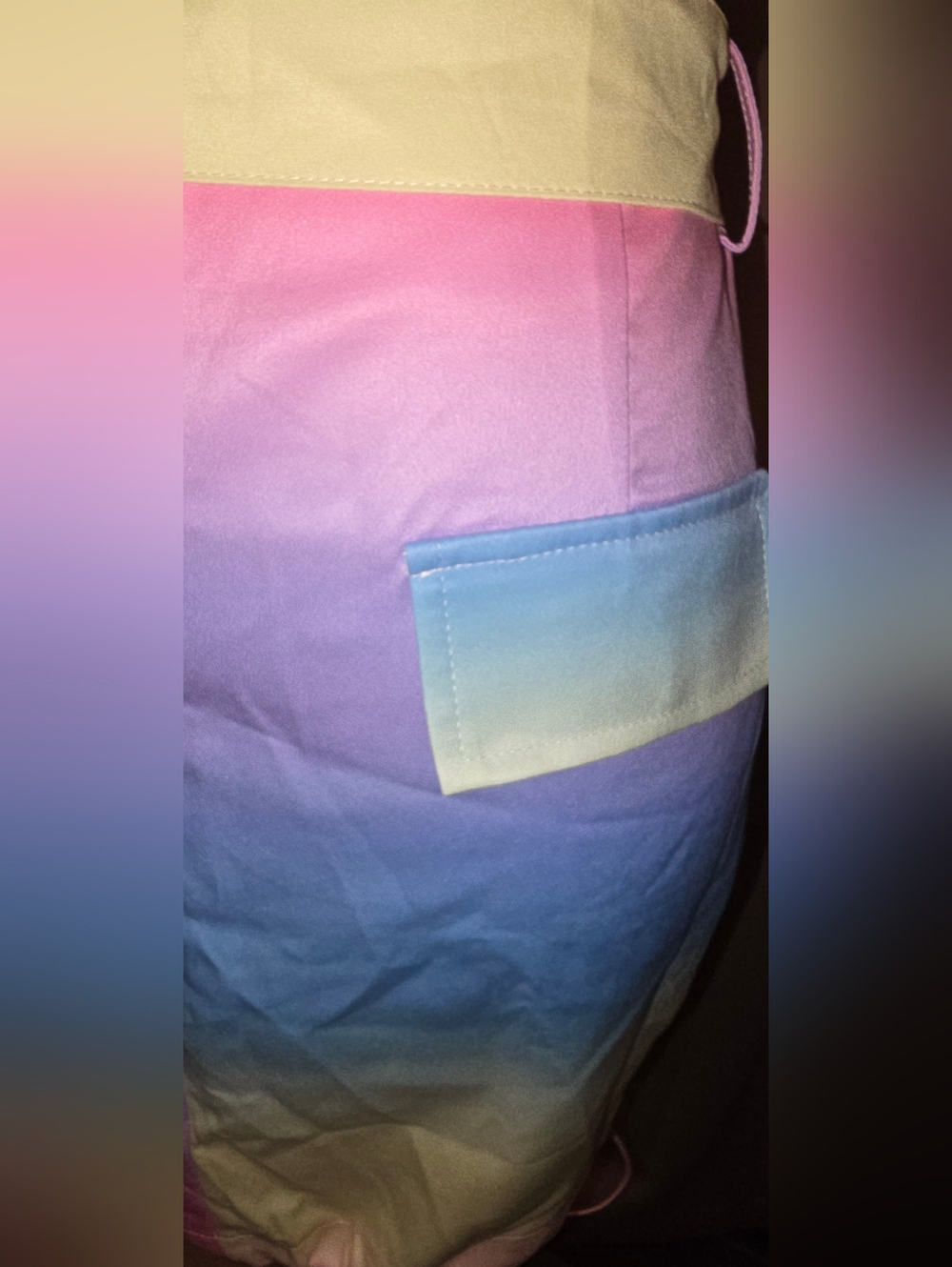 Pastel Colorblock Parachute Mini Skirt | Adjustable Hem | Y2K Vibes - Picture 3 of 6